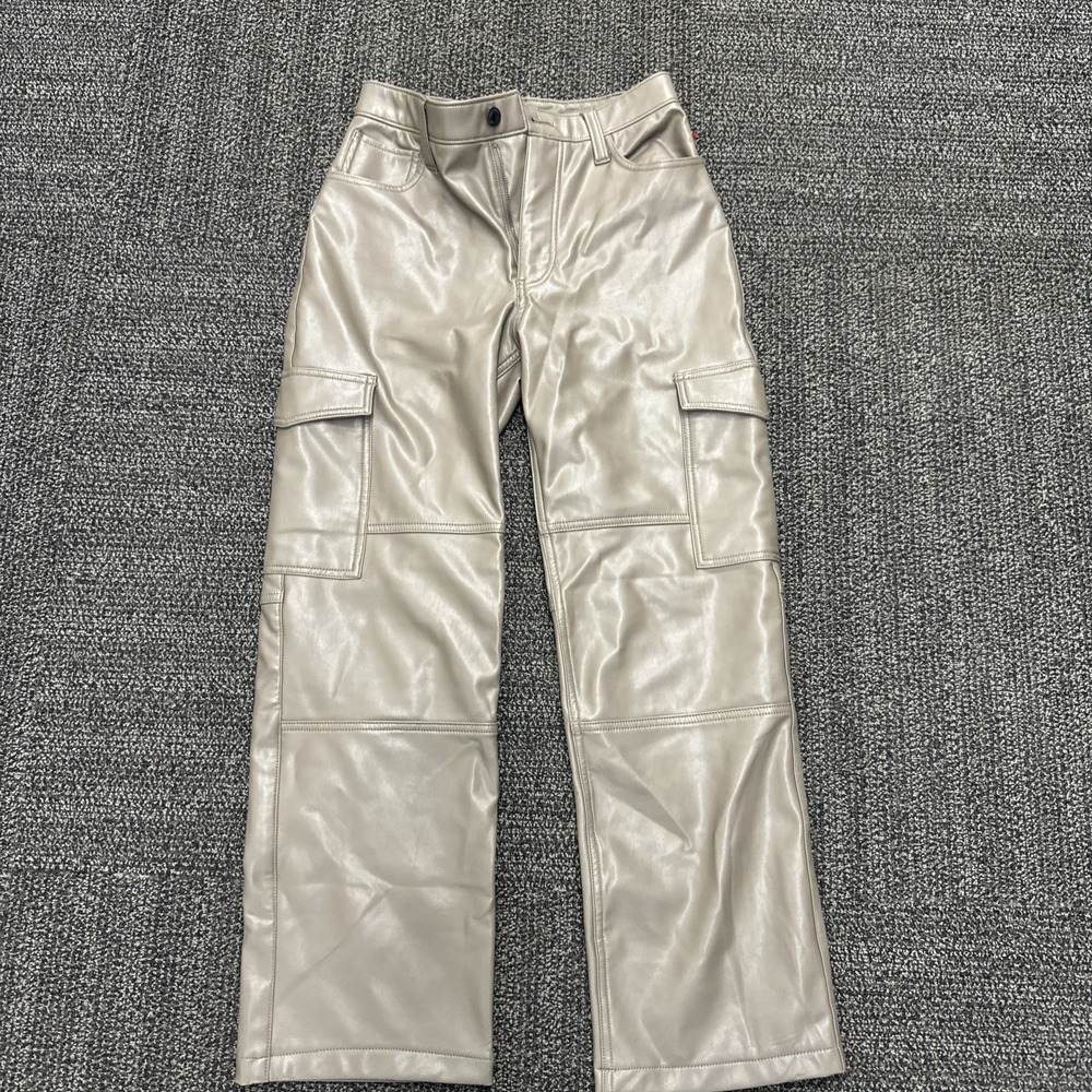 Abercrombie & Fitch Pants Womens 27 Green Faux Leather Cargo Wide Leg
